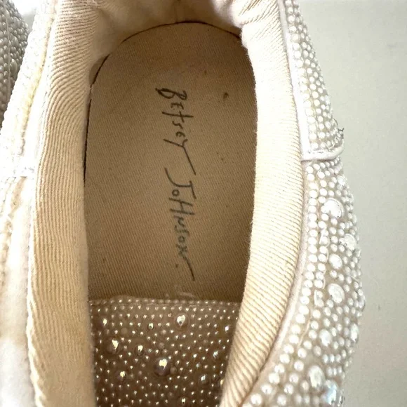 Betsey Johnson Women’s Sidney Laceup Platform Pearl-Embellished Sneaker - Picture 3 of 10